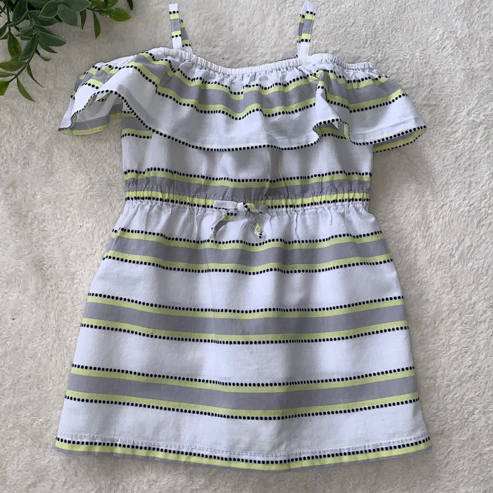 Janie and Jack Ruffle Sundress 2T White Gray Yellow Dress